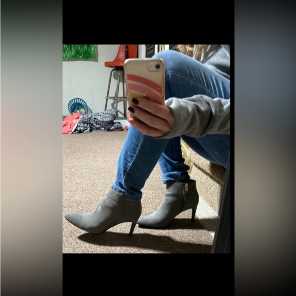 Grey suede ankle boots.  Womens. Size 7.5